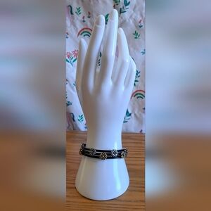 NWOT Lucky Brand Two Tone Flower Woven Leather Floral Boho Bracelet Jewelery